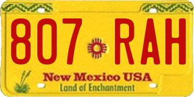 NM license plate 807RAH