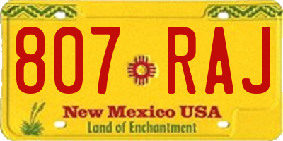 NM license plate 807RAJ