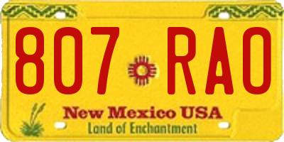 NM license plate 807RAO