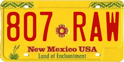 NM license plate 807RAW