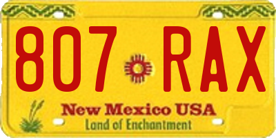 NM license plate 807RAX