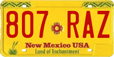 NM license plate 807RAZ