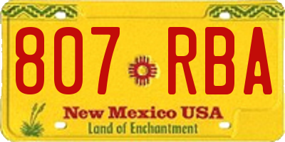 NM license plate 807RBA