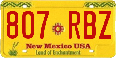 NM license plate 807RBZ