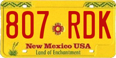 NM license plate 807RDK