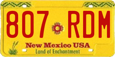 NM license plate 807RDM