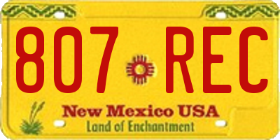 NM license plate 807REC