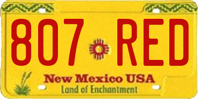 NM license plate 807RED
