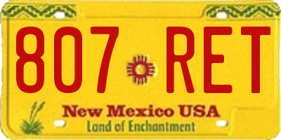 NM license plate 807RET