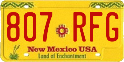 NM license plate 807RFG