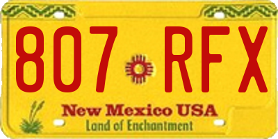 NM license plate 807RFX