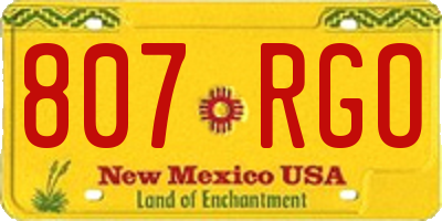 NM license plate 807RGO