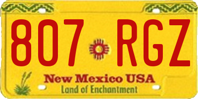 NM license plate 807RGZ