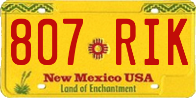 NM license plate 807RIK