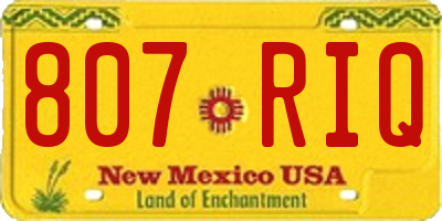 NM license plate 807RIQ