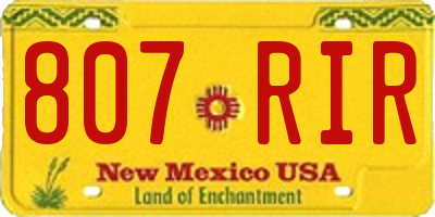 NM license plate 807RIR