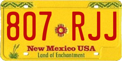 NM license plate 807RJJ