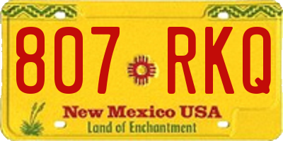 NM license plate 807RKQ