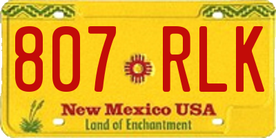 NM license plate 807RLK