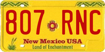 NM license plate 807RNC