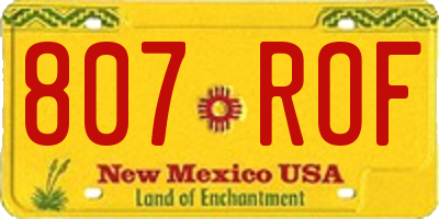 NM license plate 807ROF