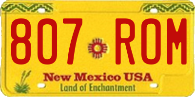 NM license plate 807ROM
