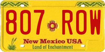 NM license plate 807ROW