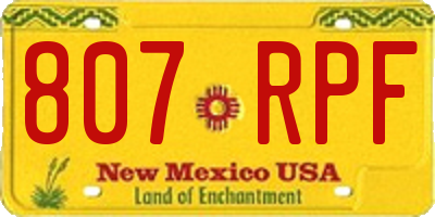 NM license plate 807RPF