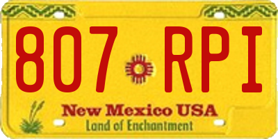 NM license plate 807RPI