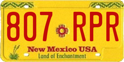 NM license plate 807RPR