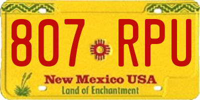 NM license plate 807RPU