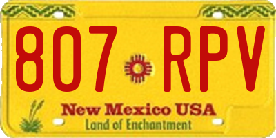 NM license plate 807RPV