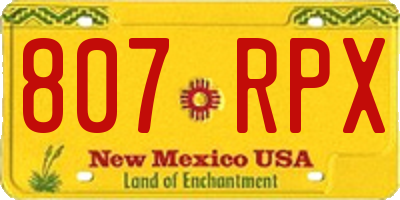 NM license plate 807RPX