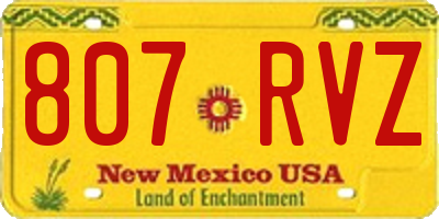 NM license plate 807RVZ