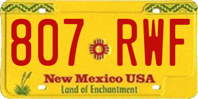 NM license plate 807RWF