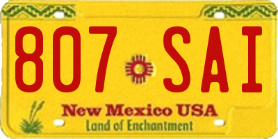 NM license plate 807SAI