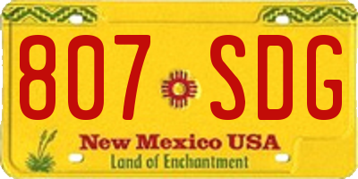 NM license plate 807SDG
