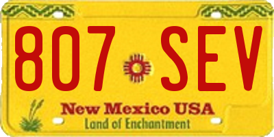 NM license plate 807SEV