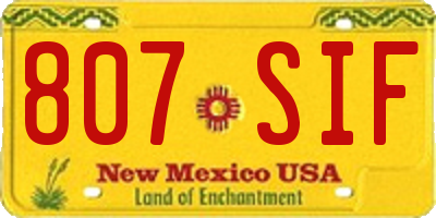 NM license plate 807SIF