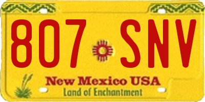 NM license plate 807SNV