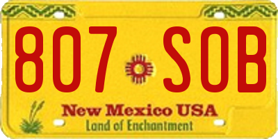 NM license plate 807SOB