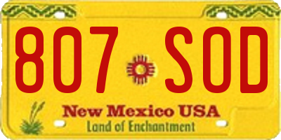 NM license plate 807SOD