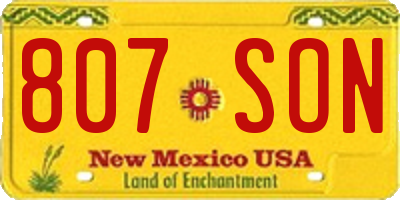 NM license plate 807SON