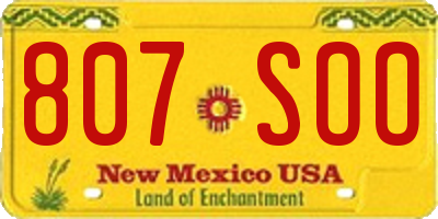 NM license plate 807SOO