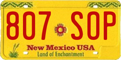 NM license plate 807SOP