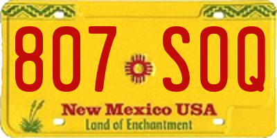 NM license plate 807SOQ
