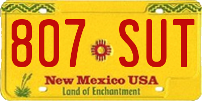 NM license plate 807SUT