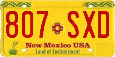 NM license plate 807SXD