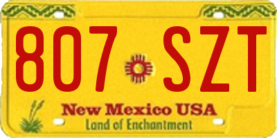 NM license plate 807SZT