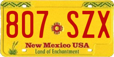 NM license plate 807SZX